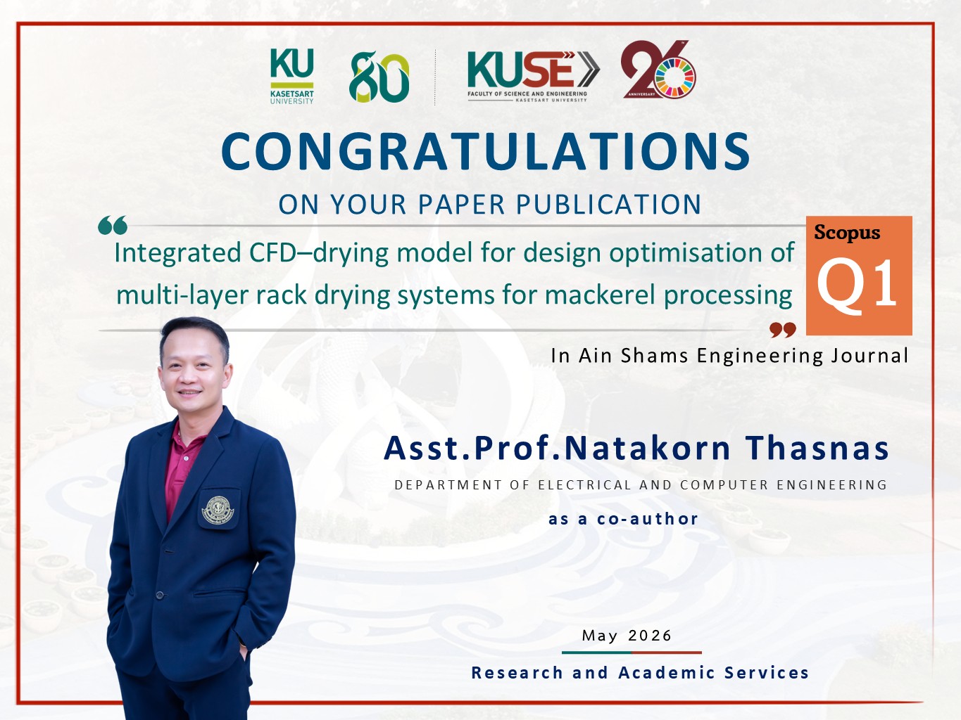 แสดงความยินดีการตีพิมพ์ผลงานวิชาการ ผศ.ดร.ณธกร ทัศนัส